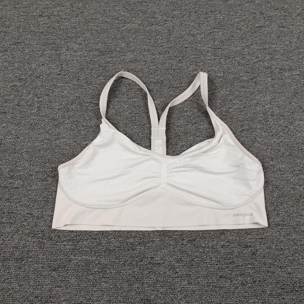 Patagonia Sports Bra Womens Large White Racerback Lined Tagless Yoga Athletic